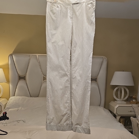 ANTONIO MELANI Cream and Gray Flare Pants - Picture 1 of 14